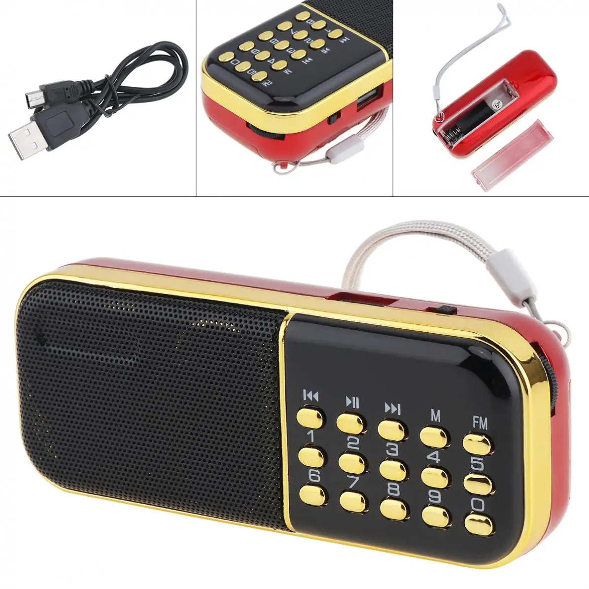 

E28 Portable Radio Mini Audio Card Speaker FM Radio with 3.5mm Headphone Jack for Outdoor / Home