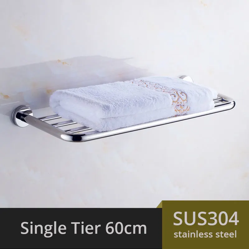 MEIFUJU квадратный твердый SUS304 из нержавеющей стали, вешалка для полотенец, Полка для полотенец, аксессуары для ванной комнаты, бумажный держатель, аксессуары для ванной комнаты - Цвет: Single tier 60cm