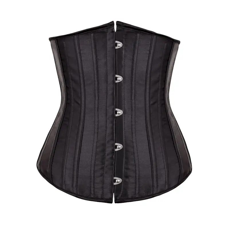 

New Sexy Gothic Satin Lingerie Corset Top + G-string Steel Boned Bustier Lace Up Mini Corset Outfit Costume Women Black Korsett