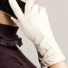 Высокого качества из овечьей кожи белые женские кожа Перчатки