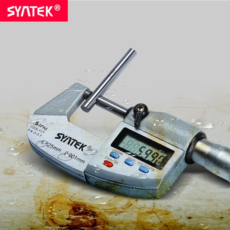 Маслонепроницаемый электронный цифровой микрометр Syntek 0 001 мм IP65 100 мм|Микрометры|
