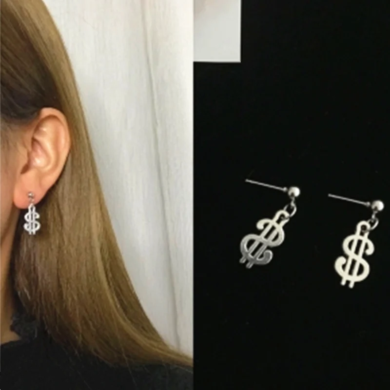 

Simple Coin $ Dollar Shape Earrings for Women 2019 Fashion Metal Earrings Oorbellen Brincos Wholesale