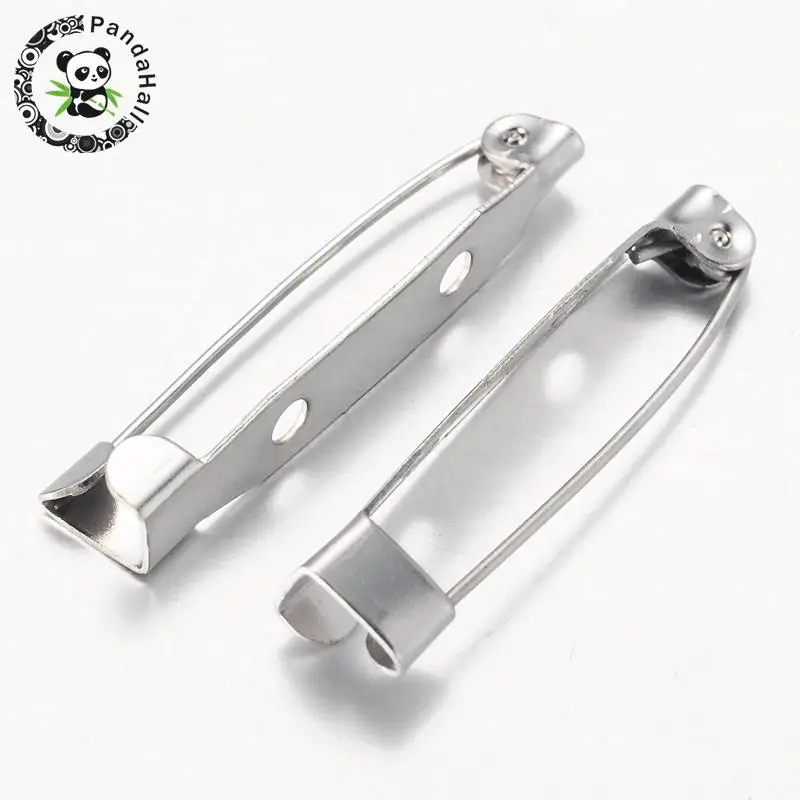 iron brooch findings, back bar pins, Metal, 32mm long, 6mm wide, 6mm