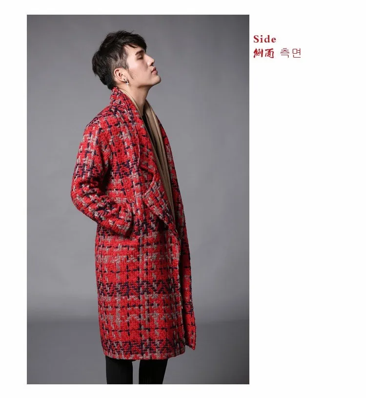 MIXCUBIC, осенне-зимние шерстяные куртки в британском стиле для мужчин, удлиненные, красные, повседневные, тонкие, шерстяные пальто для мужчин, M-XL