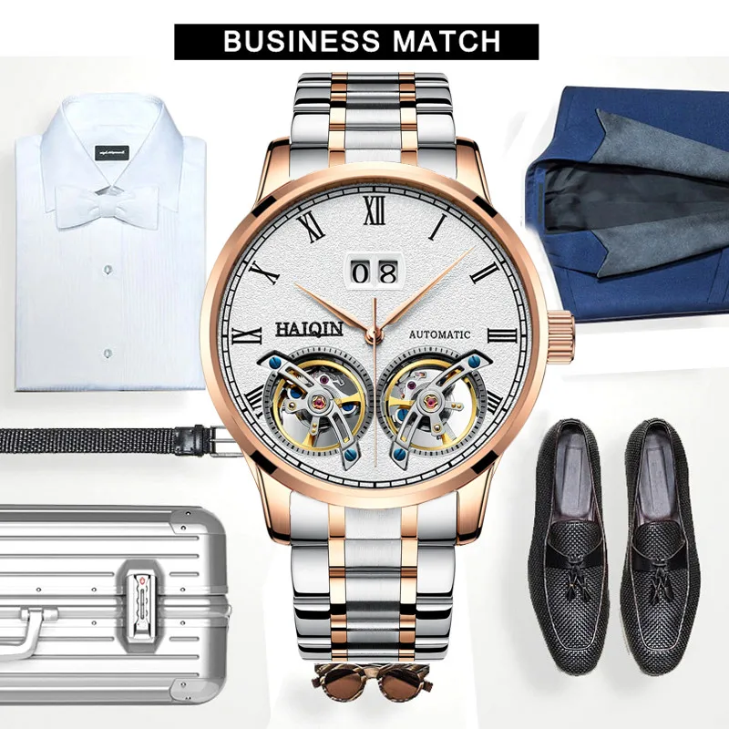 Men's Watches HAIQIN New Casual Fashion Automatic Machinery Wrist Watch Men Top Brand Luxury Tourbillon Clock Relogio Masculino Men's Watches HAIQIN New Casual Fashion Automatic Machinery Wrist Watch Men Top Brand Luxury Tourbillon Clock Relogio Masculino