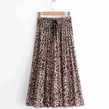 Модный женский леопардовый принт элегантная складчатая юбка в осеннем стиле, повседневная женская обувь с высокой талией свободные юбки P580