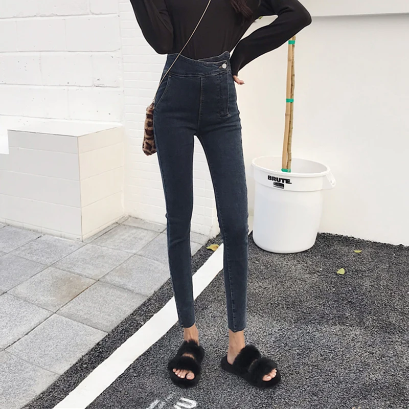 

Skinny jeans femme 2019 nouveau Spring autumn jean Slim High waist jeans Small feet pencil pants women ladies jeans Korean tide