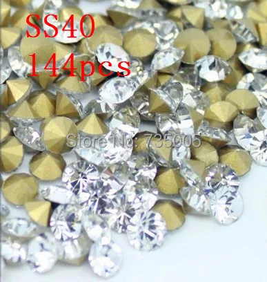 

MRHUANG Big Sale! SS40 144pcs DIY Point Back Rhinestones Crystal Clear/White Color Chatons Stones HOT Sale strass
