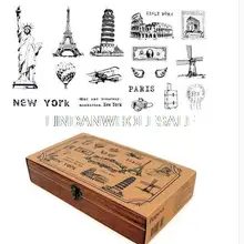 Европейский стиль пейзаж винтажные марки, печать узоров печати, Твердый чехол деревянная коробка Упакованные наклейки ellos