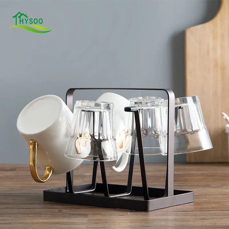 

Wrought iron mug storage rack cup holder household glass cup rack drain rack