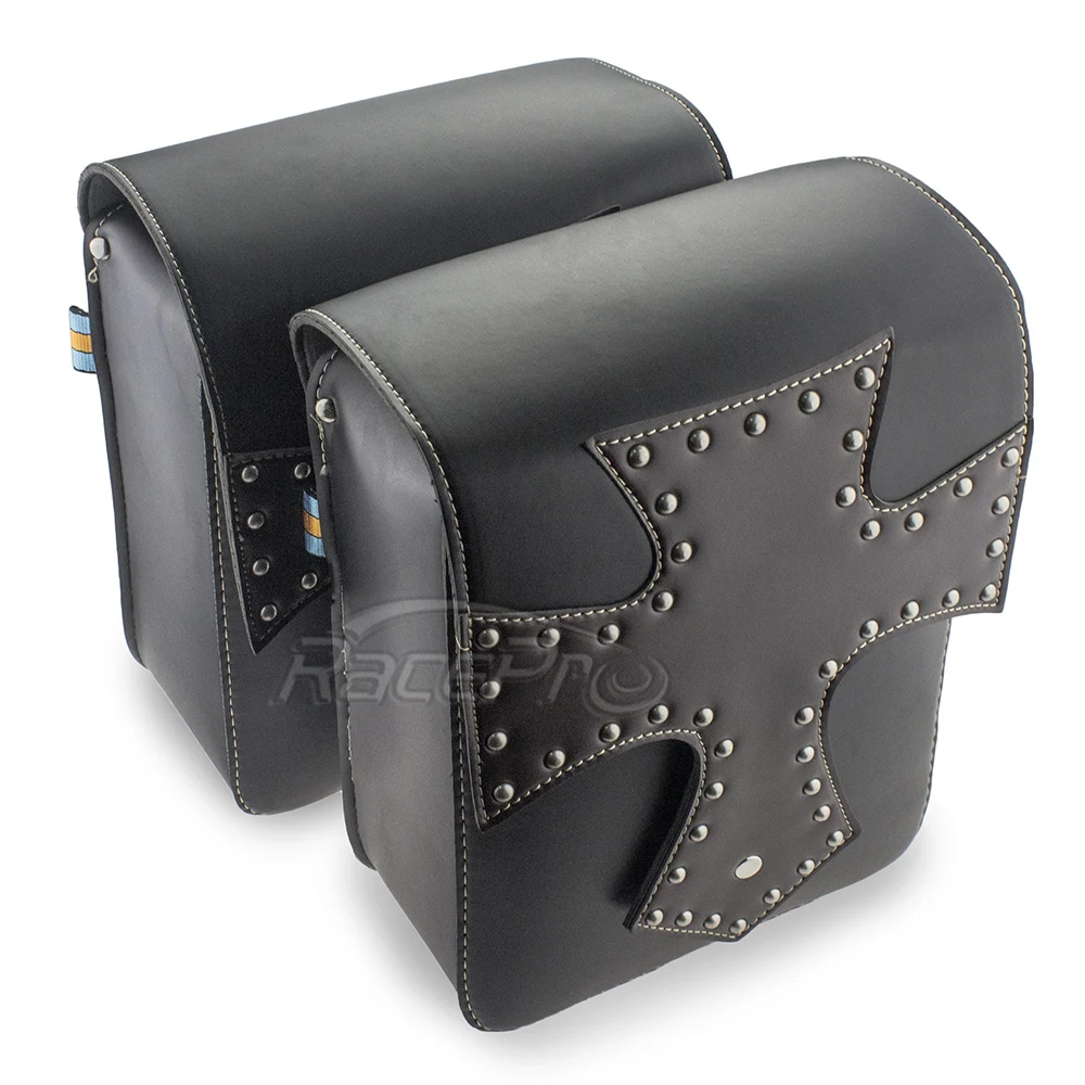 

Leather Motorcycle Bag Saddlebags Side Motorbike Bags For Harley Sportster Touring Softail Dyna