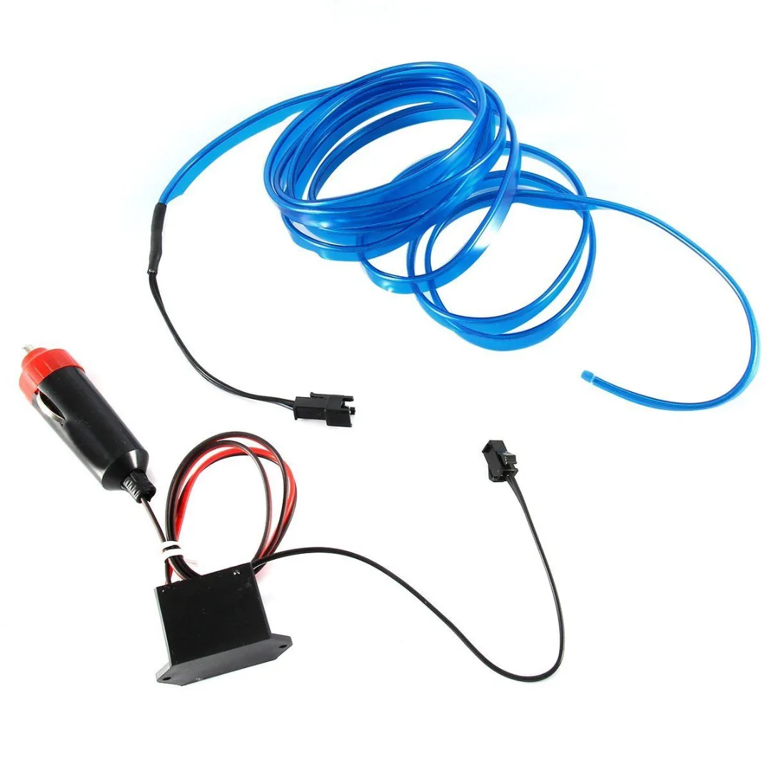 JX-LCLYL 2M Blue LED 12V EL Wire Interior Cold Light Strip Car Atmosphere Decor Light