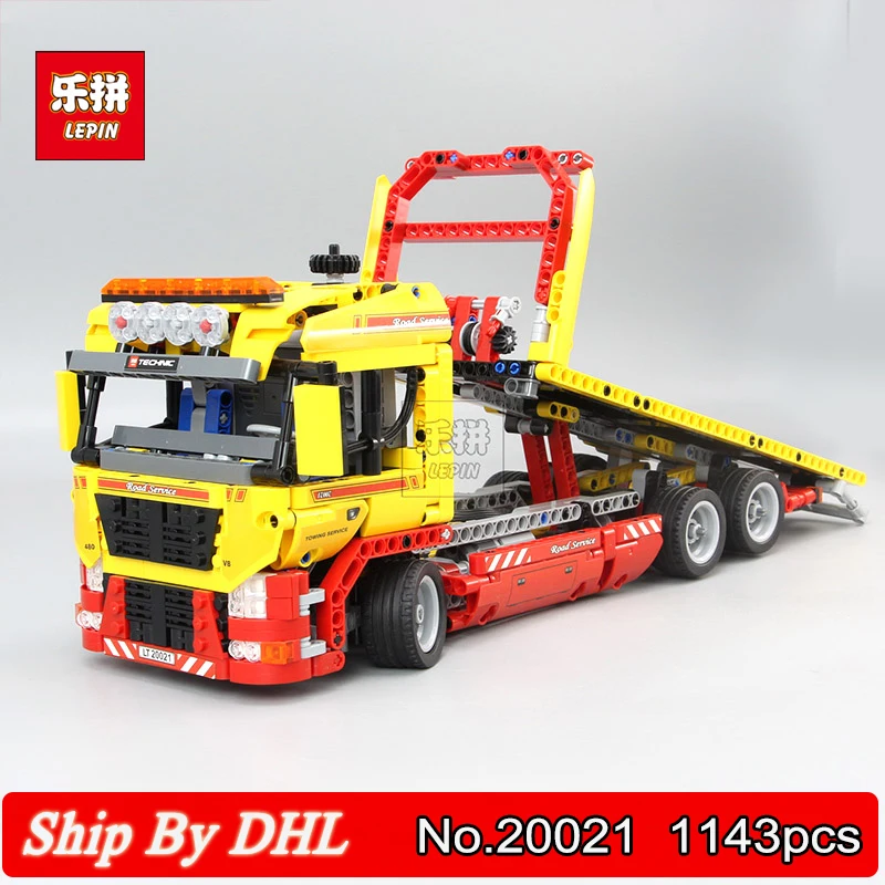

LEPIN 20021 1143pcs technic series Flatbed Truck Transporter Model Building Block Bricks Toy Compatible LegoING 8109