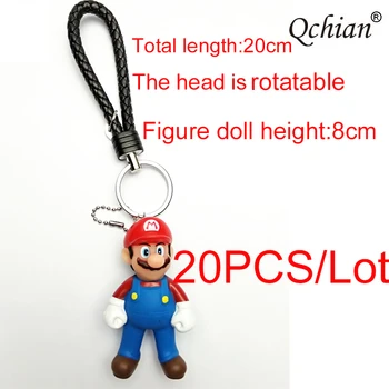 

20PCS PVC Super Mario Luigi Bro Bros Key Chain PVC figure Cute Keychain Trendy Unisex Boys Girls Key Ring cute ornament