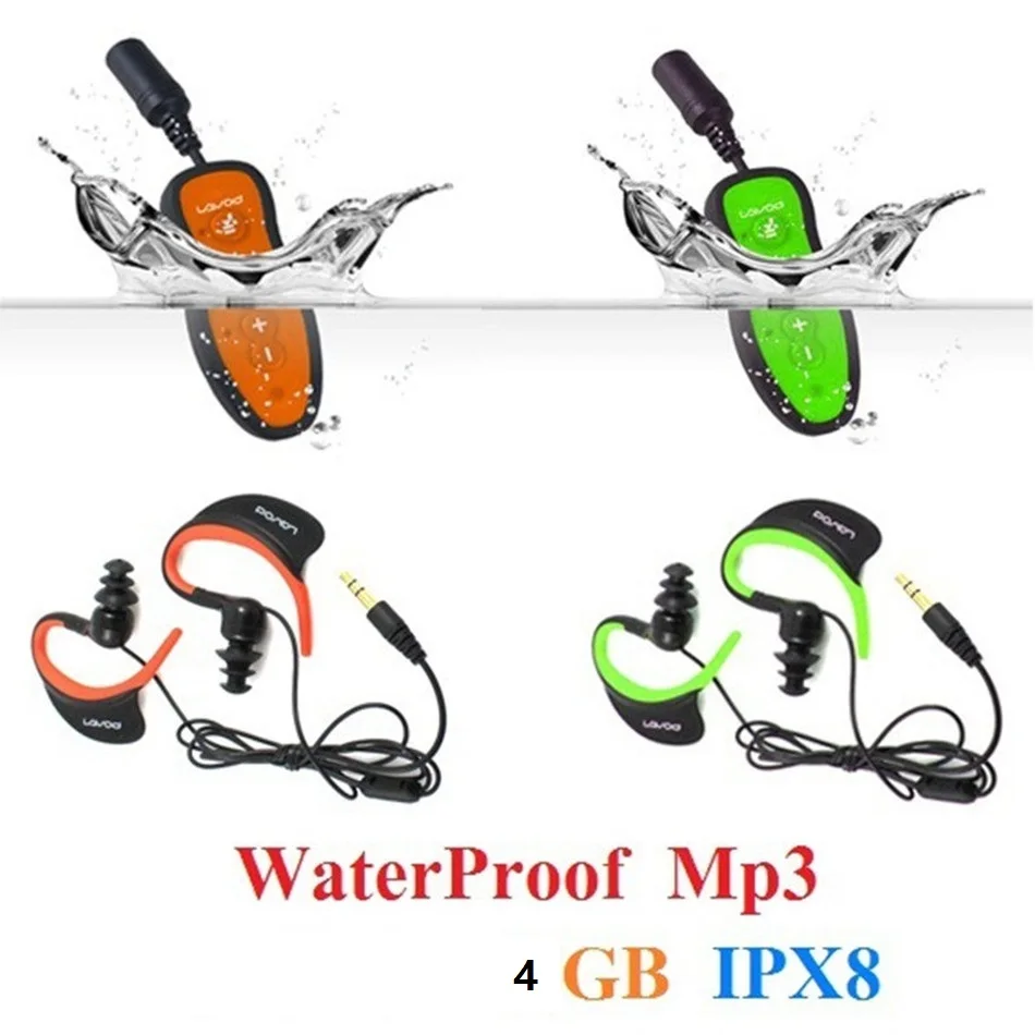 Плавание ming MP3 плеер спорт музыкальный плеер 4 ГБ MP3 Дайвинг Водонепроницаемый IPX8 воды Плавание мини-usb-зажим цифровой MP3 музыкальный плеер с наушниками