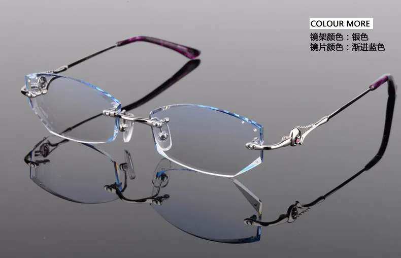 Очки без оправы, алмазные очки для женщин, красивые темпераментные Рецептурные очки миопия, Гиперметропия