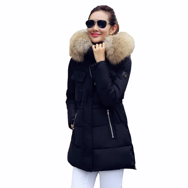 2018 New European Women's Winter Coat Female Jacket Parkas Removable Faux Large Raccoon Fur 