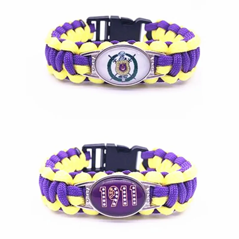 

Custom Greek Letters 5 Design Omegaa Psi Phi Fraternity Charm Survival Paracord Bracelets & Bangles For Man Woman 1pcs/lot