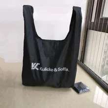 500 шт./лот, нейлон, полиэстер, многоразовые складные сумки для покупок, для супермаркета, водонепроницаемые, для продуктов, Tote, на заказ, с принтом логотипа