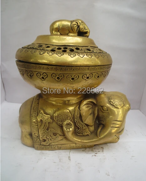Коллекционное китайское резное бронзовое изделие Lucky Elephant курильница крышка Слона Китайский храм курильница