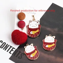 Min order 10pcs/lot alloy drop oil gold color cartoon cats shape floating locket charms diy jewelry earring/bracelet pendant