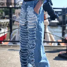 GETSRING женские джинсы с высокой талией рваные джинсы красивые Джинсы бойфренда свободные длинные джинсовые брюки модные джинсовые брюки новые летние