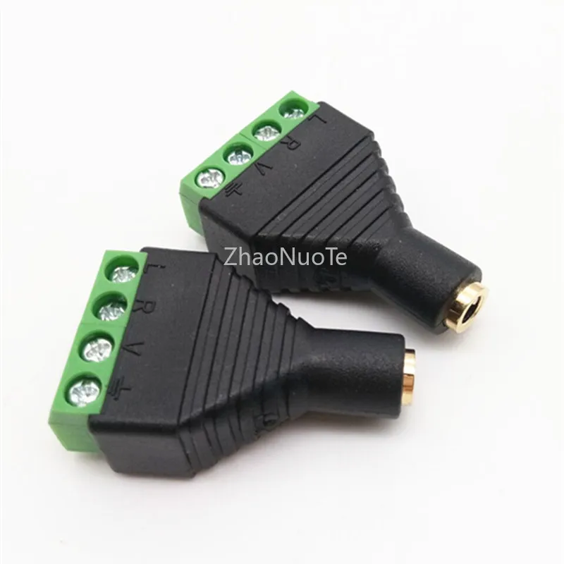 100pcs Jack 3 5MM 4 Knots Connector Four Headphones Audio Male Female Turned 4P Terminal Adapter Plug