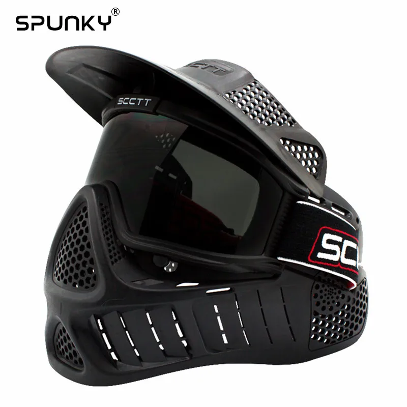 

High Strength Black Paintball Mask Archery Mask with Colorful Double Lens Goggle