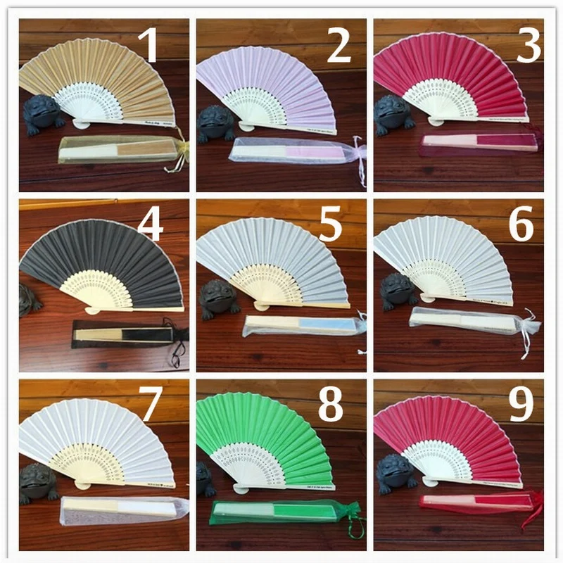 Personalized Customized 14 color select Silk fan Folding Elegant Silk