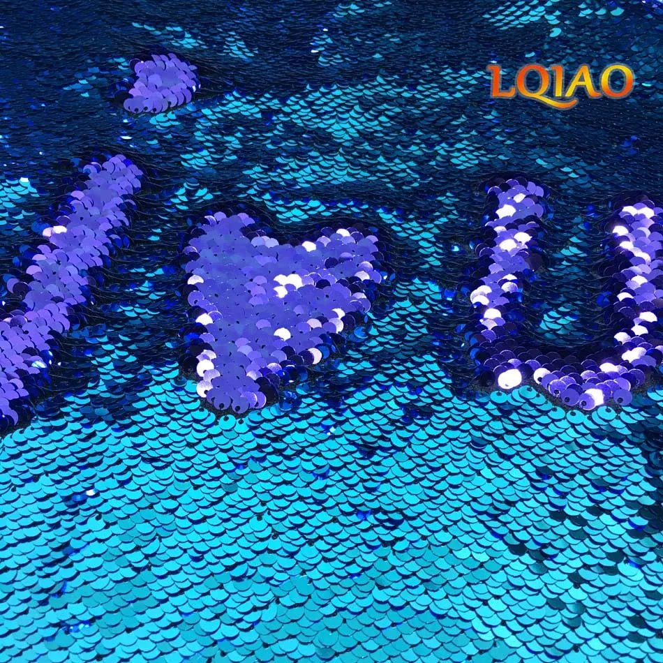 Turquoise Purple Sequin Fabric-008