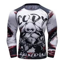 Фирменная Новинка UFC BJJ ММА отработать компрессионный Рашгард футболка для мужчин упражнения Панда 3D фитнес колготки бодибилд Крест fit Рашгард
