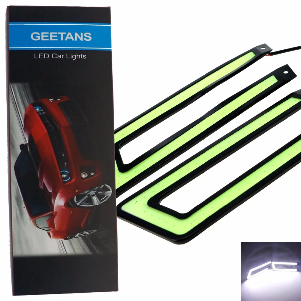 

2pcs/lot Car styling U Shape White 12V COB Led Daytime Running Light DRL Headlight Fog Lamp 12V Car Light Source 6000K white H