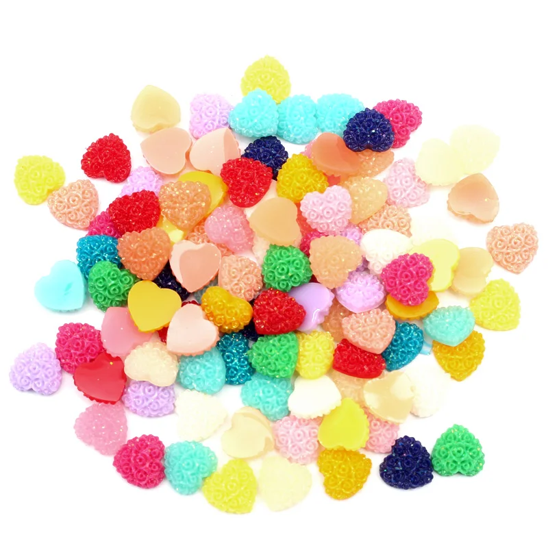 Heart 2 10x10mm 200 шт. розы в ассортименте цветок смолы кавайный кабошон декор с плоской стороной ремесла украшения для скрапбукинга Diy аксессуары - Цвет: Heart 2 10x10mm