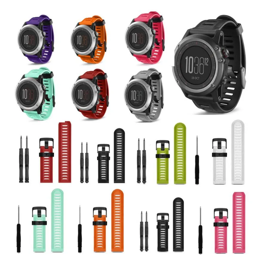 50 шт. Ремешки для наручных часов 26 мм мягкий силиконовый сменный ремешок с инструментами для Garmin Fenix 3 дизайн модные спортивные часы ремни
