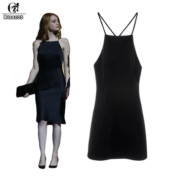 

ROLECOS Movie La La Land Cosplay Costume Emma Stone Mia Cosplay Black Sexy Backless Dress for Women Cosplay Costume Dress