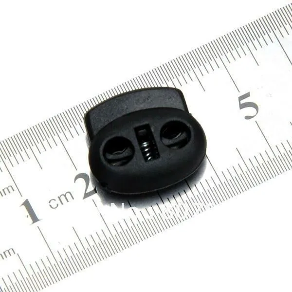 

500pcs/lot , Black Plastic Bean Cord Lock Toggles 2 Hole Cordlock