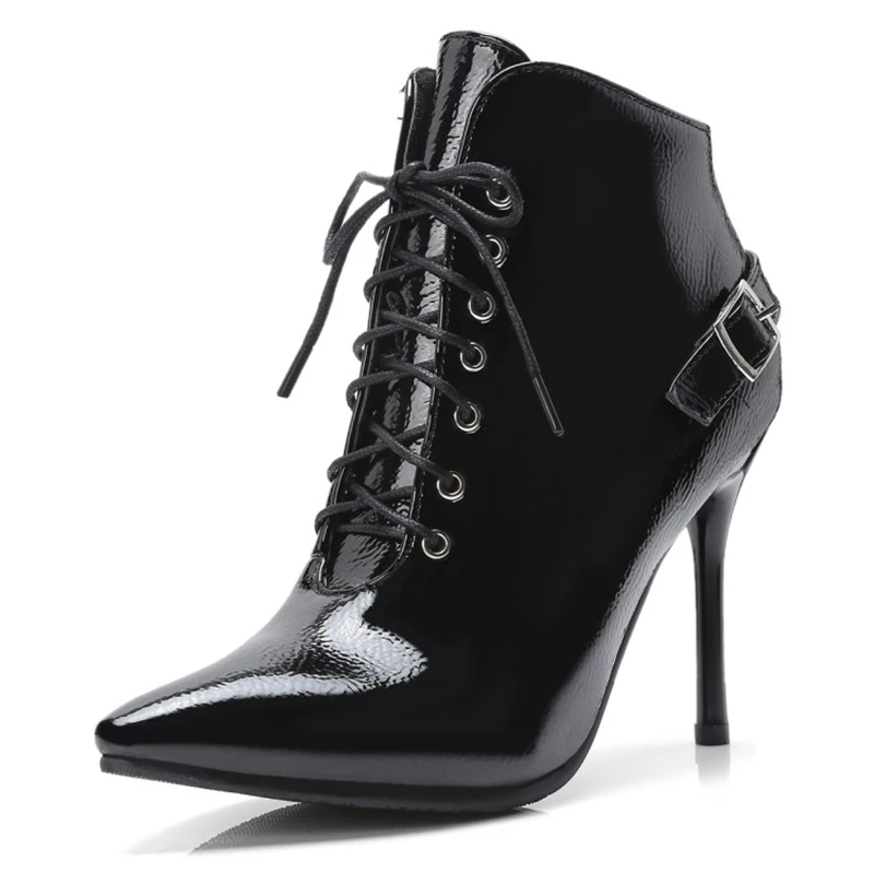 

Ankle Boots Fashion sexy women's ankle boots lace up high heels Women Boots Winter Top Quality super soft short plush