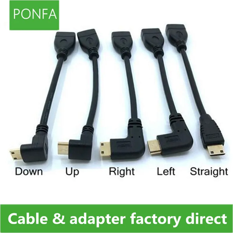 

Up Down Right Left Angled Mini HDMI to HDMI Male to Female Cable 10cm for Laptop PC HDTV Type C hdmi mini hdmi Angle adapter