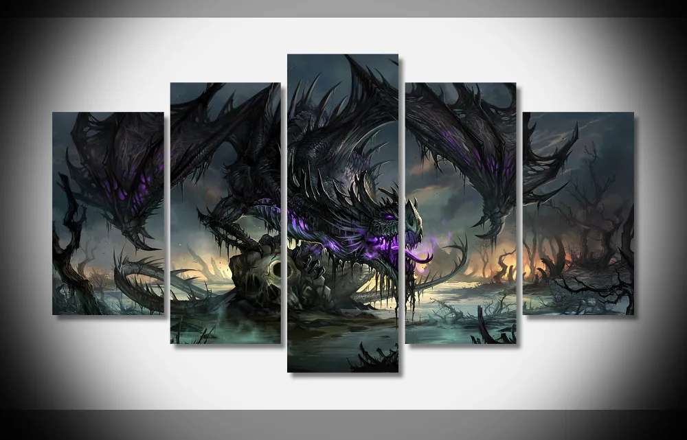 8190 Modern wall art Fantasy art dragons beasts skulls Canvas poster