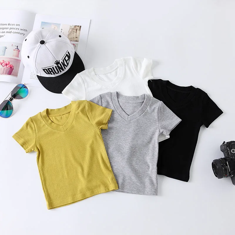 

Summer 2019 Solid Color Soft Baby Cothes Holiday Leisure Kids Short Sleeves Tshirt Outdoor Photo Shirt Boys