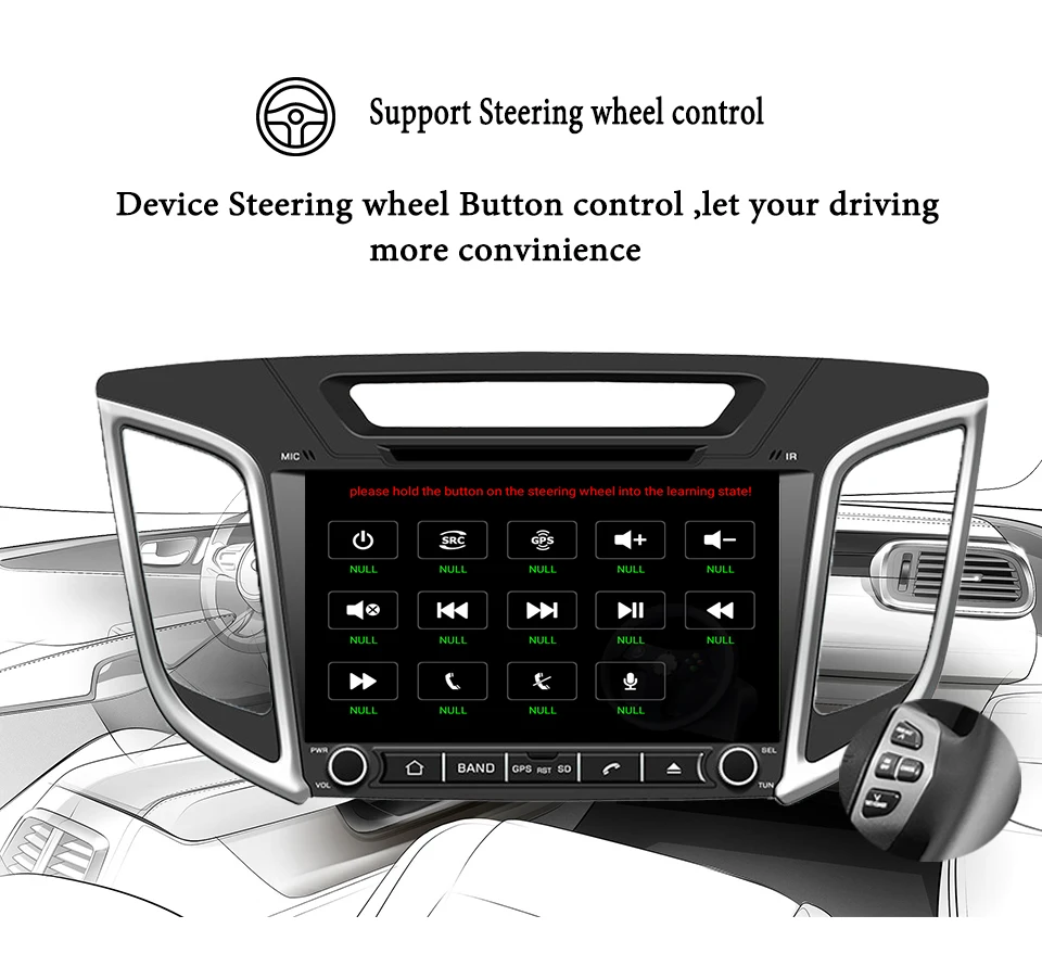 Perfect 9 INCH Octa 8 Core Android 9.0  Ram 4GB Car DVD For Hyundai Creta IX25 2014-18 with 1024*600 WIFI GPS Radio Navigation Head Unit 1