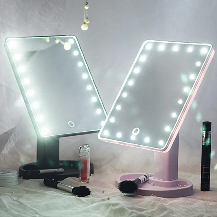 

LED Touch Screen Mirrors 360 Degrees Rotation Makeup Mirror Adjustable 16/22 Leds Lighted Portable Luminous Cosmetic Mirrors