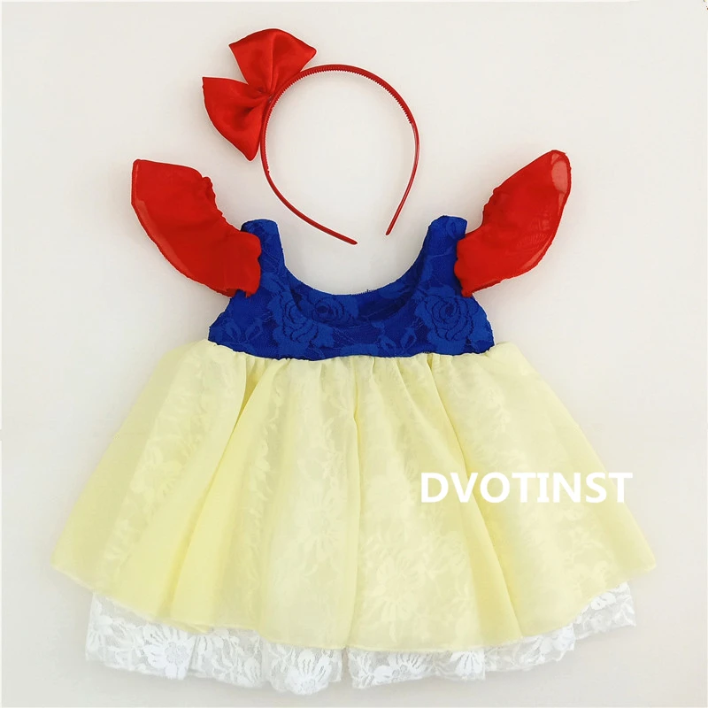 Dvotinst/реквизит для новорожденных девочек; фон для фотосессии; платье принцессы Белоснежки+ повязка на голову; костюм; студийный реквизит для фотосессии - Цвет: Синий