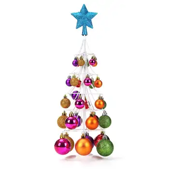 

17.7 inch Wrought Ball Chirstmas Ornament Display Tree Sparkling Bottle Decor Festival Desktop Small Tree