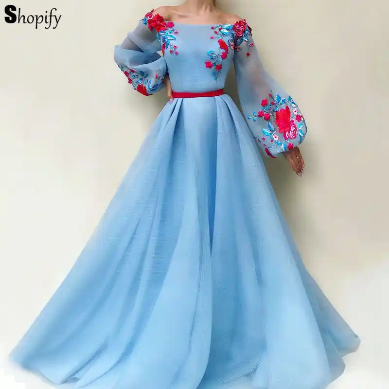 light blue evening dress