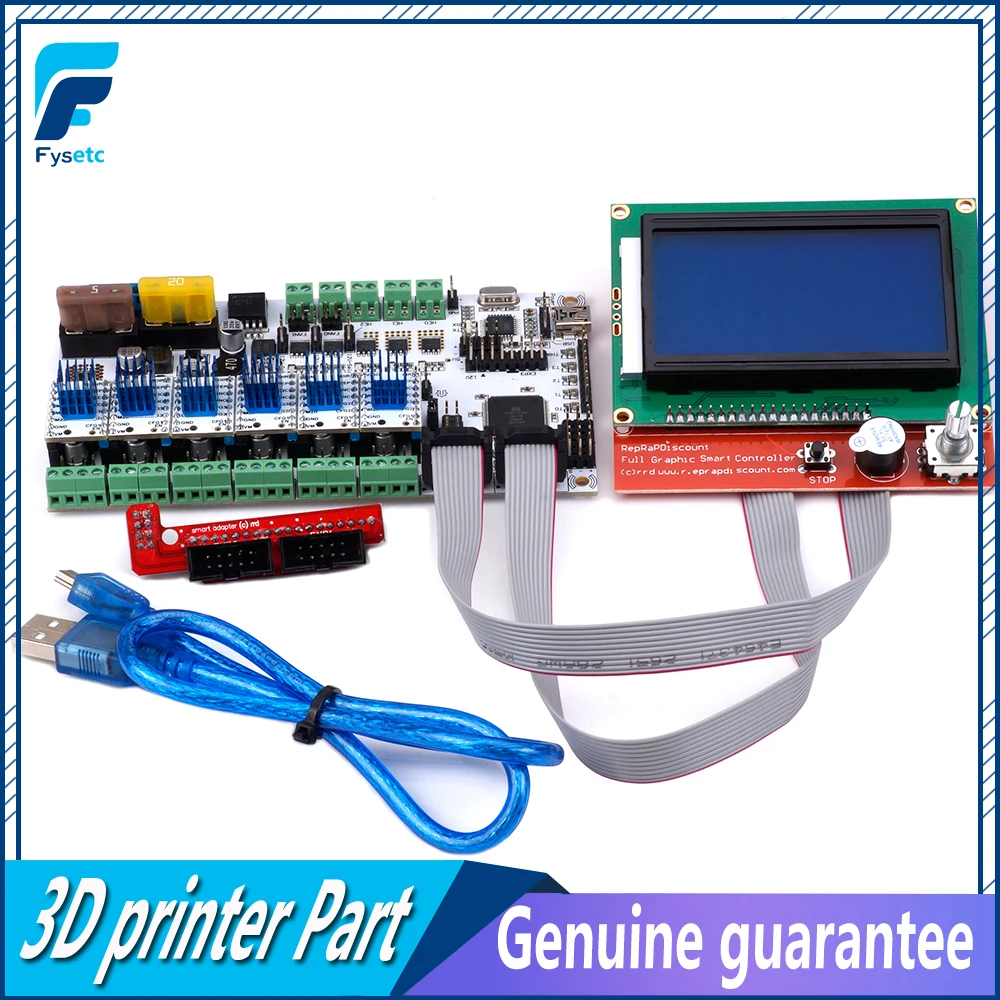 

Rumba Plus Motherboard Rumba+ Board Support 3pcs Extruder + 12864 LCD Control Display + 6pcs TMC2100 V1.3 Stepper Motor Driver