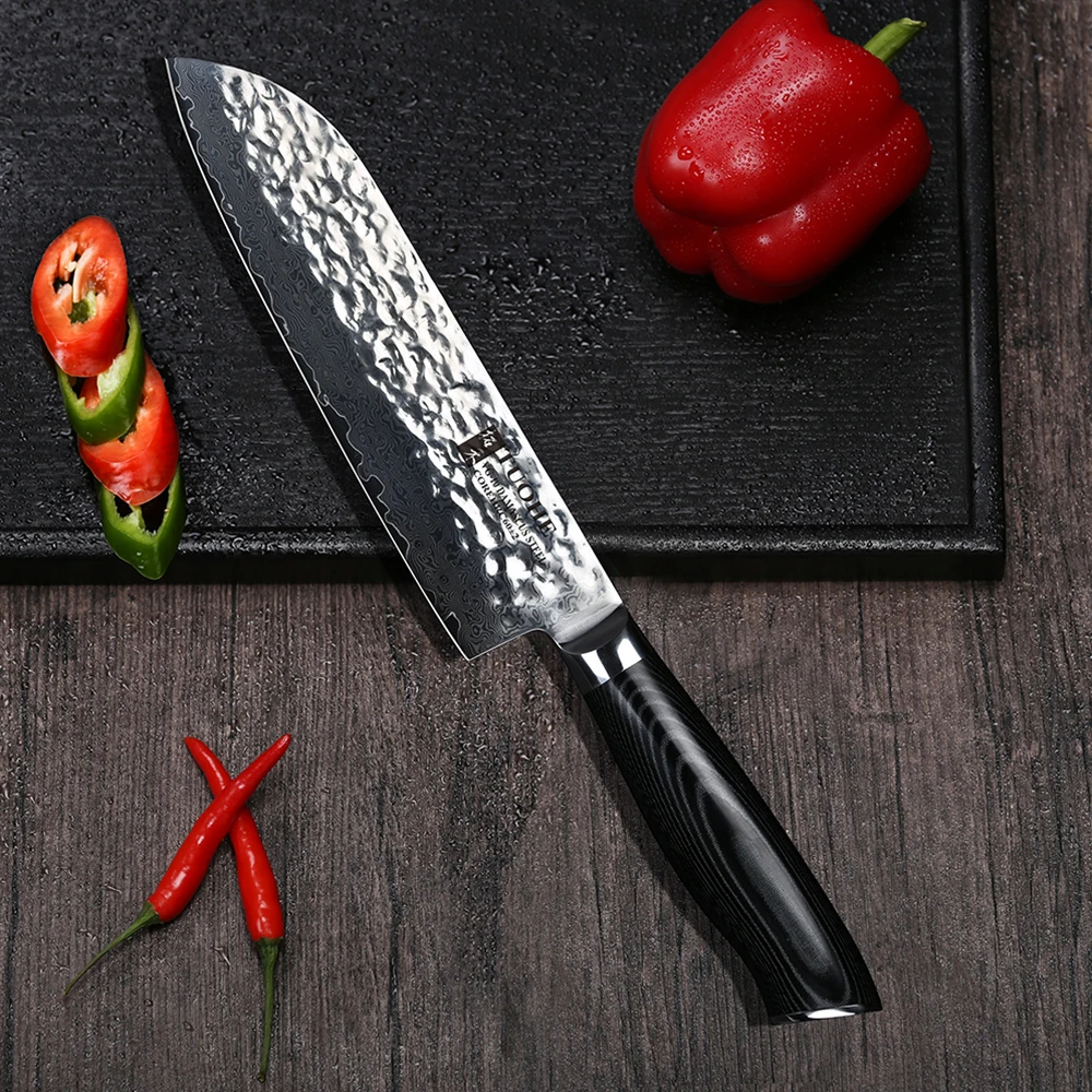 TUOHE 7 &quotнож шеф повара Santoku японский 67 слоев Дамасская сталь кухонные ножи лезвие