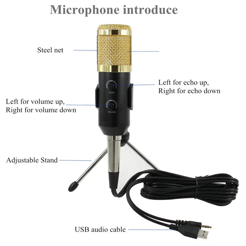 BM 800 Модернизированный bm 900 профессиональный студийный USB конденсаторный проводной микрофон для компьютера ноутбука Регулируемый громкость реверберации микрофона