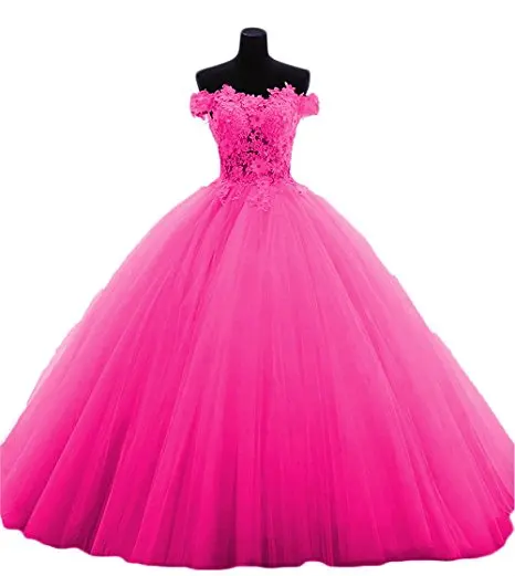 Pink ANGELSBRIDEP Бальные платья с вырезом лодочкой 15 вечерние сексуальный, кружевной, с аппликацией со шлейфом Роскошные Vestido дебютантные платья размера плюс - Цвет: Pink