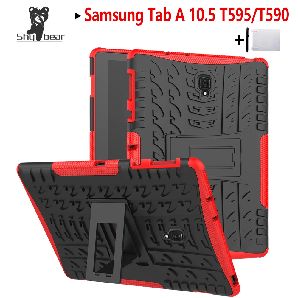 Застенчивый медведь ТПУ + PC чехол для Samsung Galaxy Tab A 10 5 T595 SM T590 T597 Heavy Duty 2 в 1 гибридный